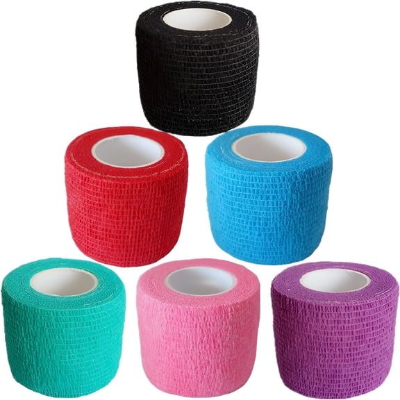 QARUN 6 Pack 2 Inches Cohesive Bandage Self Adhesive Wrap Elastic Self Adherent Vet Wrap Breathable Self Stick Tape for Wrist,Ankle,Sports,Tattoo Wrap (5 Yards,Multi Colors)