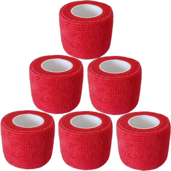 QARUN 6 Pack 2 Inches Cohesive Bandage Self Adhesive Wrap Elastic Self Adherent Vet Wrap Breathable Self Stick Tape for Wrist, Ankle, Sports, Tattoo Wrap (5 Yards, Red)