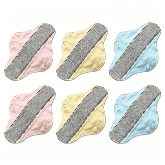 QARUN 6Pcs Reusable Washable Incontinences Pads,Leak-Proof Waterproof Menstrual Pads with Graphenes Aseptic Technology,Breathable Pure Cotton&Bladder Leak Protection for Elderly Care