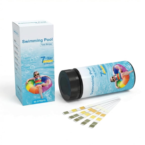 QARUN 7-In-1 Swimming Pool Test Strips-100 Count | Fast 30S Water Testing Kit for Ph,Chlorine,Bromine,Hardness,Alkalinity&Cyanuric Acid | for Pools,Hot Tubs&Spas