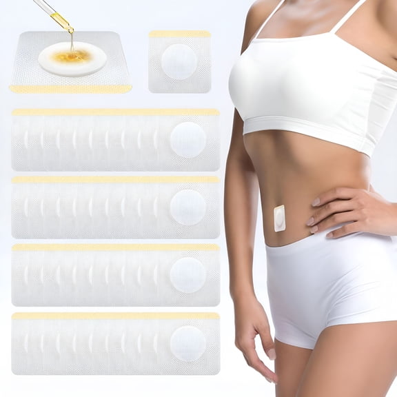 QARUN Castor Oil Patches, 50Pcs Castor Oil Belly Button Patch Disposable Organic Cotton Self-Adhesive Pads for Belly Button, Anti Leakage Design, Breathable & Portable, No Wash