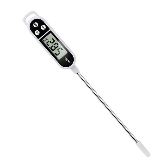 QARUN Digital Water Thermometer with Instant Read Probe, Electronic Liquid Temperature Gauge for Aquarium Pool Cooking Milk Oil, Fast Accurate Display Kitchen Tool for Baking Frying, White