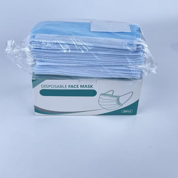 QARUN Disposable Face Masks,3-Ply,Earloop Style,disposable masks,50 Pack  Blue