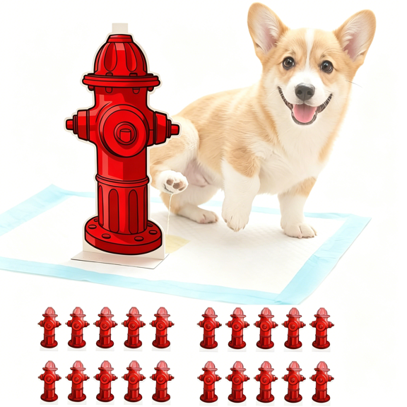 QARUN Dog Pee Post Guide Paper Pee Trainer, 20Pcs Hydrant Shaped Pet Diaper Pad Guide for Small Dogs, Puppies Dogs Potty Pee Training Pad Guide, 7.3 X 3.9In Small Hydrant Post Paper Card
