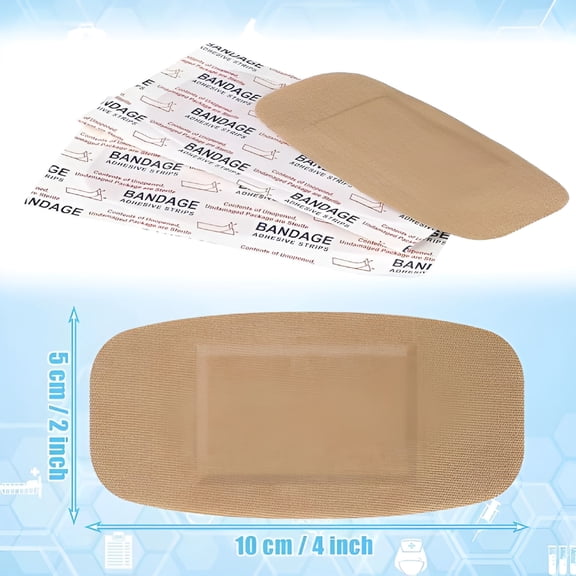 QARUN Extra Large Fabric Bandages 2x4 Inch, 50 Count Flexible Hourglass Strips with Absorbent Pad, Elastic Adhesive Wound Care for Knees, Elbows, and Sensitive Skin