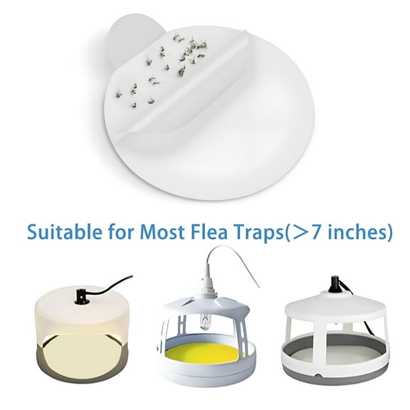 QARUN Flea Trap Glue Boards for Sticky Dome Light Traps, 7.1 Inch Replacement Adhesive Pads for Indoor Home Insect Catcher, Long Lasting Sticky Mats