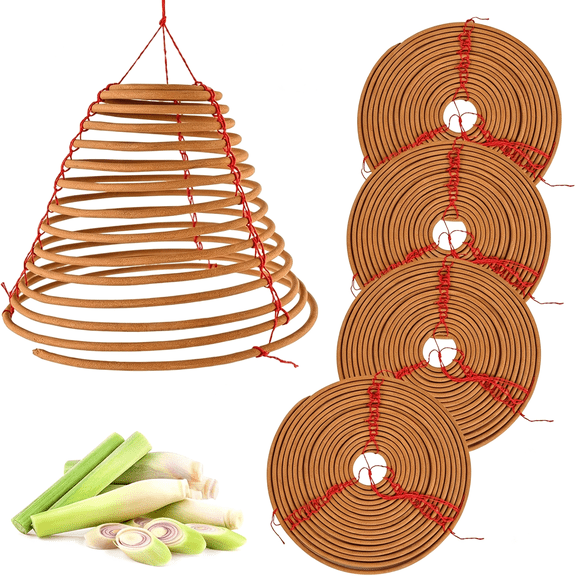 QARUN Hanging Citronella Incense Coil,Long Lasting 36 Hours Burn Time,Citronella Coil Outdoor for Patio Backyard Camping,5 Pack 7"