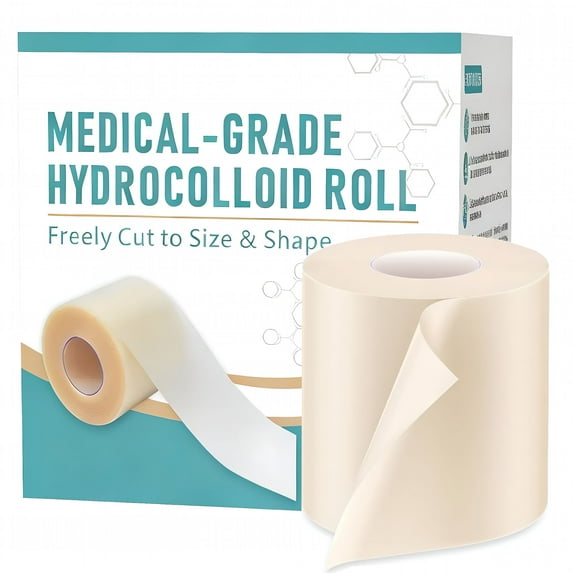 QARUN Hydrocolloid Bandages for Wound Care,Extra Large Medical-Grade Hydrocolloid Roll with Self-Adhesive,Ultra Absorbent,Flexible & Waterproof,DIY Size & Shape First Aid Kit Essential (2in*10ft)