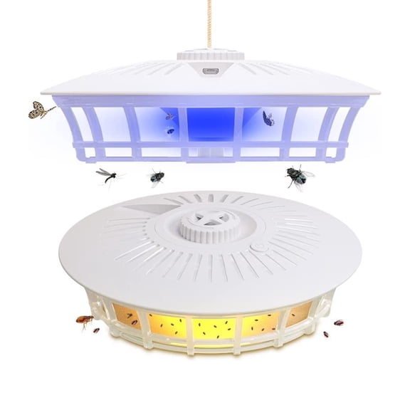 QARUN Indoor Flea Trap With 4 LED Light Modes, 360 Degree Bug Catcher With Strong Sticky Discs, Pet Safe Insect Control For Home, Office, And Patio