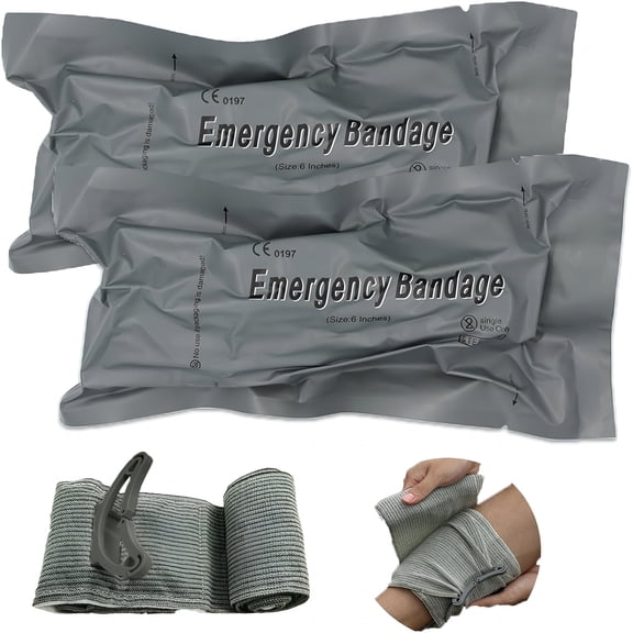 QARUN Israeli Bandage, Hemostatic Compression Bandage, Sterile Double Vacuum Seal, Emergency Pressure Trauma Dressing for Tactical First Aid Kits and Personal Emergency Supplies