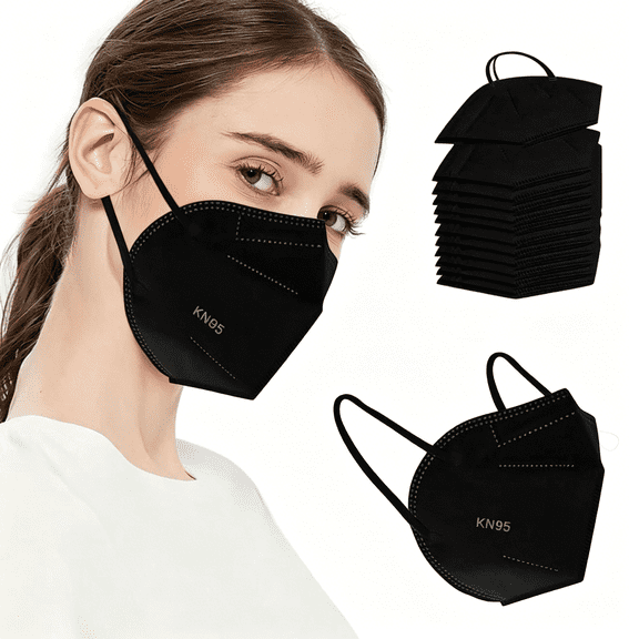 QARUN Kn 95 5Ply Black Disposable Face Mask 50Cts Not for Medical Use Kn95 Masks for Adults Medical Grade Black Face Masks Disposable