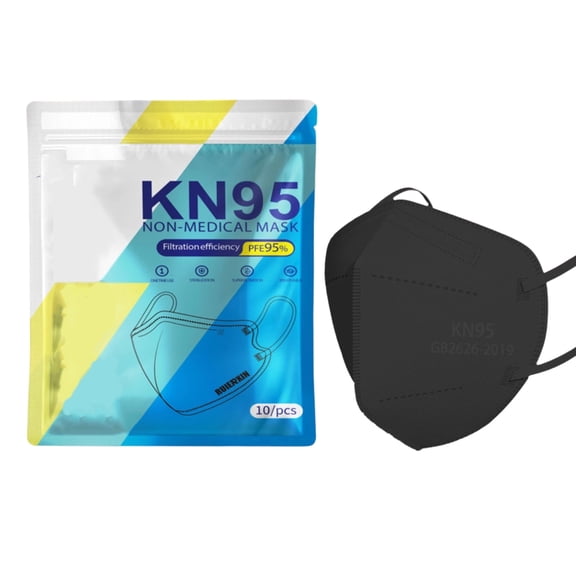 QARUN Kn95 Masks for Adults 50 Pack 5-Layer Protective Face Mask Breathable Cup Design Dust Pollen Pm2.5 Filter Efficiency 95% Elastic Ear Loops Black