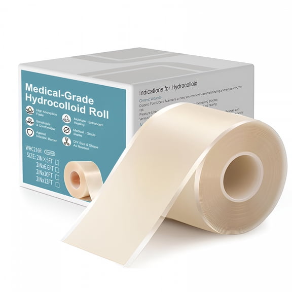 QARUN Medical Grade Hydrocolloid Bandage Roll (2in*16ft),Highly Absorbent Hydrocolloid Dressings for Wound Care,Burn,Blister,Pimple Patches for Acne Care,Waterproof & Cut to Size