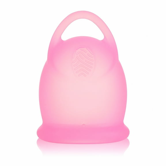 QARUN Menstrual Cup with Pull Ring Ergonomic Design Flexible Leak-proof Easy Removal Tampon Pad Alternative Reusable Soft Silicone First Period Cup for Girls Women-Pink,L