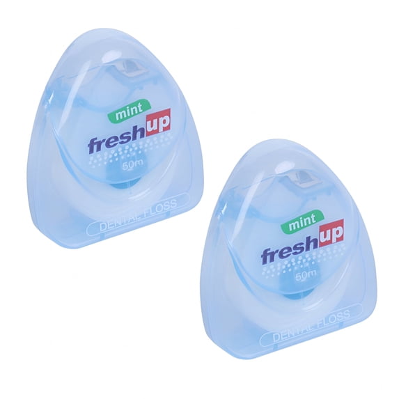 QARUN Micro Wax Dental Floss, 2 Pack 50M Ultra Thin Elastic Nylon String, Gentle Interdental Cleaner for Tight Teeth & Gum Line, Blue Oral Hygiene Tools for Plaque & Food Removal