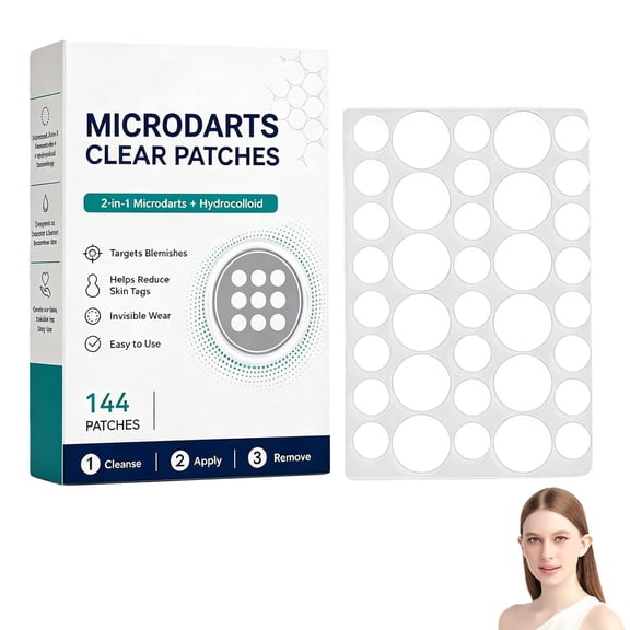 QARUN Microdarts Clear Patches,Microdarts Patches,2-In-1 & Hydrocolloid Microdarts & Patch,Acne Patches with Salicylic Acid & Madecossoside for Women and Men All Skin Tags(1Pc)