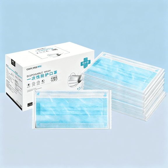 QARUN Protective Face Masks - Breathable 3 Layers of Protection Premium Blue Face Mask for Adults - 100ct Box
