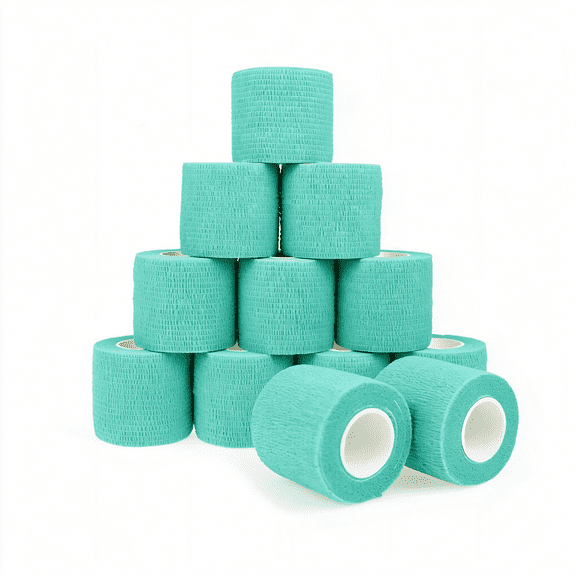 QARUN Self Adhesive Bandage Wrap Animal Cohesive Bandage Self Adherent Wrap First Aid Tape for Dogs Cats Horses Birds & Wrist Healing Ankle Sprain (2 Green 12 Rolls)