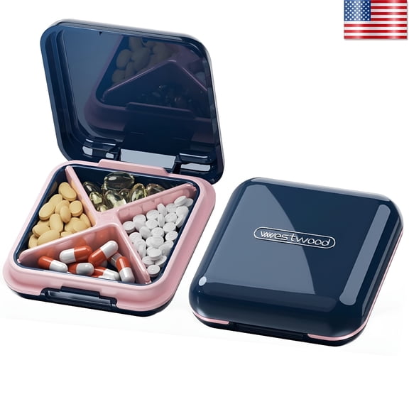 QARUN Small Pill Case,Travel Pill Box,Portable Pill Container for Purse Or Pocket,Travel Pill Organizer Daily Medicine Organizer,Blue