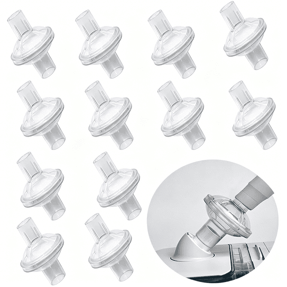 QARUN Universal Cpap Inline Filter-Cpap Filters Compatible With-12 Packs for 22Mm 25Mm Tubing Machines,Fresh Air and Purify Black Debris