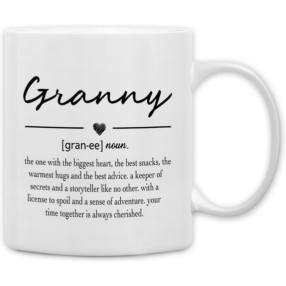 QASHWEY Nanny Definition Coffee Mugs Mug, Nanny Grandma Mother's Birthday Gifts for Granddaughter Grandson,Best Grandma Nanny Gifts Double Side Printed Ceramic Mug Cup 11 Ounce