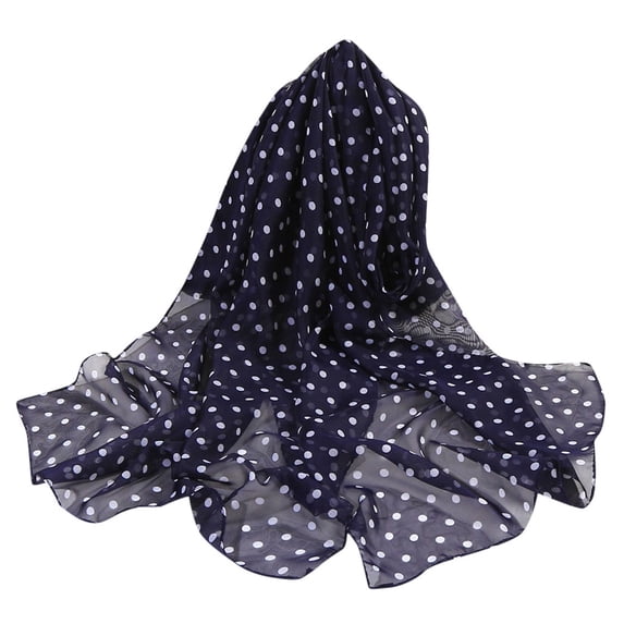 QASIEATN 160*50cm Women Dot Print Long Soft Wrap Scarf Simulation Silk Shawl Scarves Daily Wear Casual Accessories Scarf for Women