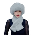 thumbnail image 1 of QASIEATN 2 Pcs/Set Women Winter Hat Scarf Set Fuzzy Plush Thickened Windproof Heat Retention Neck Wrap Solid Color Dome Fisherman Hat Fall Fashion Accessories, 1 of 4