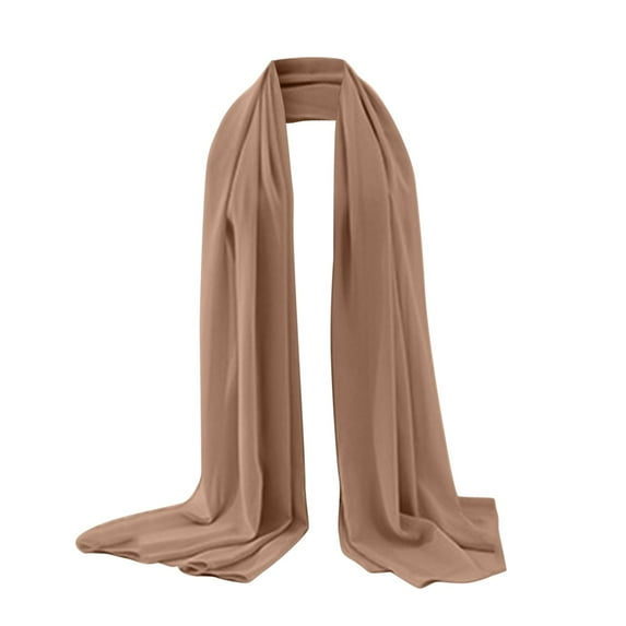 QASIEATN Bandana for Elegant Women Fashion Women's Soft Solid Color Shawl Baotou Pearl Chiffon Shawl Muslim Hijab Women's Accessories Brown