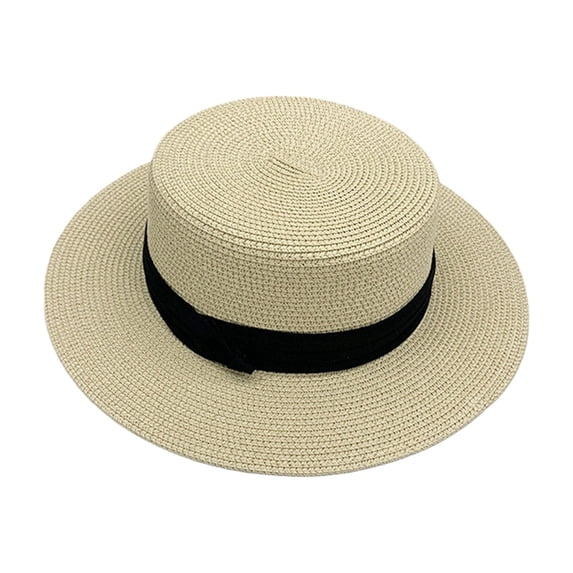 QASIEATN Beach Sun Hat Pork Pie Boater Hat for Women Summer Wide Brim Panama Hat Daily Wear Casual Accessories Bucket Hats for Women