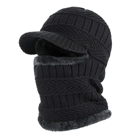 QASIEATN Beanie for Elegant Men Fashion Winter Knitted Hat Warm Cycling Ski Women Windproof Hood Heavyweight Thermal Fleece Winter Accessories Black