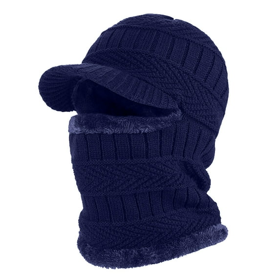 QASIEATN Beanie for Graceful Men Fashion Winter Knitted Hat Warm Cycling Ski Women Windproof Hood Heavyweight Thermal Fleece Winter Accessories Blue