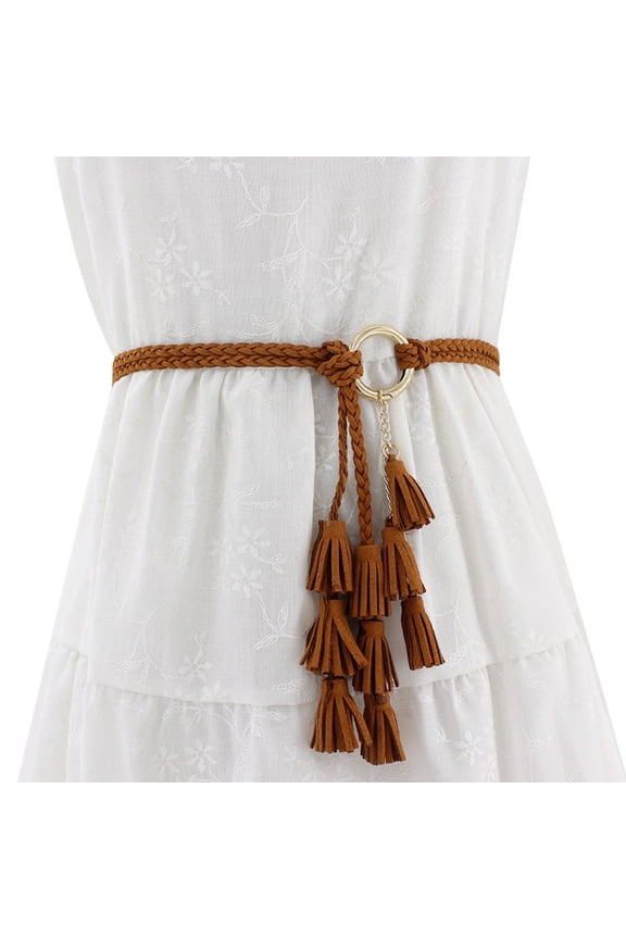 Belt for Women Casual Knotted Braided Belt Fringe Waist Cord Belt Summer Spring Fashion Clothing Accessories