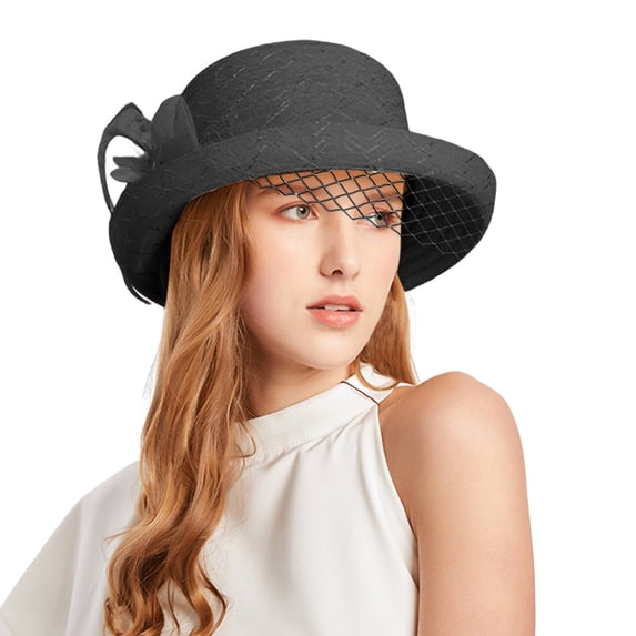 QASIEATN Spring Summer Mesh Sunshade Hat Flower Temperament Wedding Dress Hat Sun Dome Large Brim Hat Fashion Hat for Woman Daily Wear Accessories Sun Hats for Women