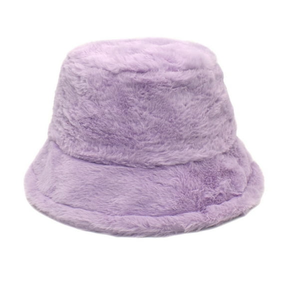 QASIEATN Bucket Hat for Graceful Ladies Fashion Womens Solid Color Winter Thermal Windproof Bucket Fisherman Hat for Women for Girls Winter Accessories Purple