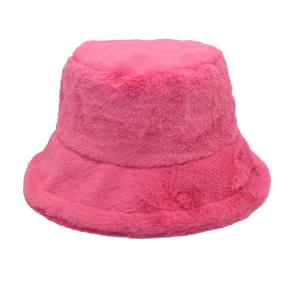 QASIEATN Bucket Hat for Pretty Women Fashion Womens Solid Color Winter Thermal Windproof Bucket Fisherman Hat for Women for Girls Winter Accessories Pink