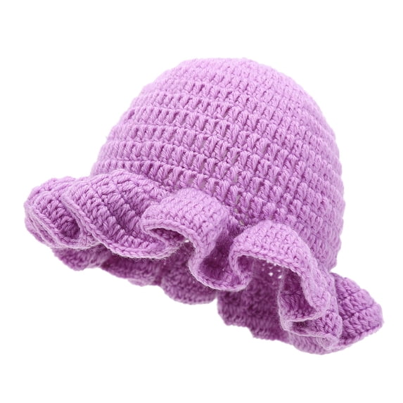 QASIEATN Bucket Hat for Women and Men Fashion Handmade Crochet Ruffled Wool Hat Fashionable Colorful Wide Brimmed Hat Unisex Hat with Flounced Edge Fall Fashion Must Have Purple