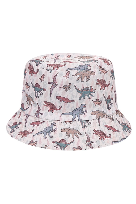 Bucket Hats for Girls and Boys Children's Dinosaurs Pattern Double Wear Fisherman Hat Outdoor Sun Hat Summer Spring Fashion Clothing Accessories