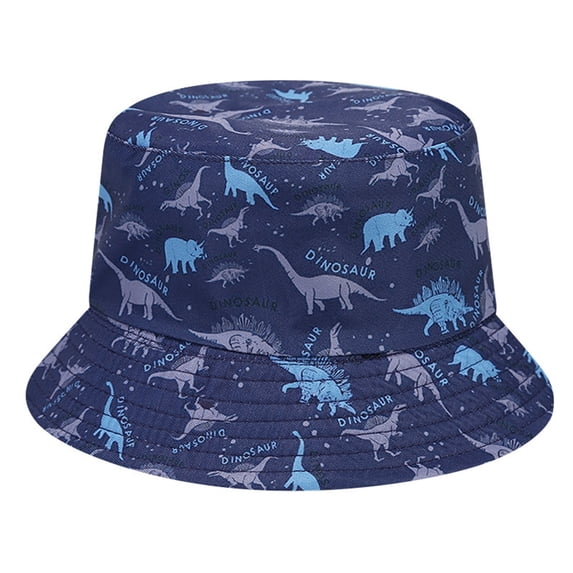 QASIEATN Bucket Hats for Girls and Boys Children's Dinosaurs Pattern Double Wear Fisherman Hat Outdoor Sun Hat Summer Spring Fashion Clothing Accessories