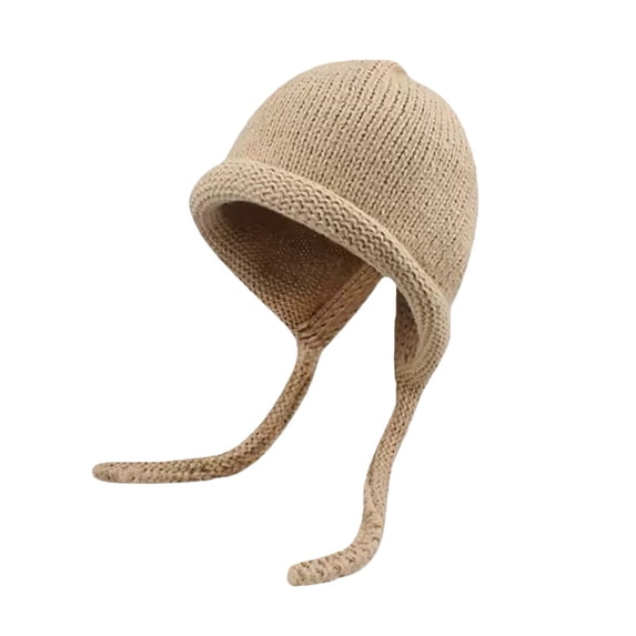 QASIEATN Classic Fit Skull Cap for Women Wool Knitted Cap Solid Color Knitting Wool Cap Braid Ear Plus Warm Hat Fall Fashion Accessories