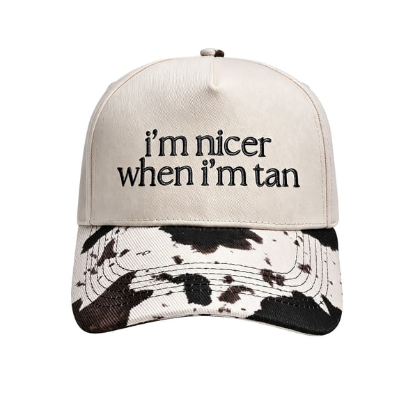 QASIEATN Classic Fit Visor Hat for Women I’m Nicer When I’m Tan Hat Two Toned Trucker Hat Embroidered Baseball Cap Fall Fashion Accessories