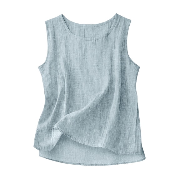 QASIEATN Cotton Linen Tank Tops for Women Casual Summer Shirt Basic Sleeveless Layering Camisoles Beach Vacation Clothes