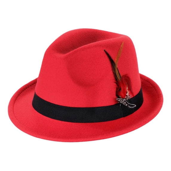 QASIEATN Elegant Fedora Hat for Women Fashion Feather Ornament Jazz Hat Church Party Essentials Solid Color Panama Hat