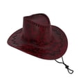 thumbnail image 1 of QASIEATN Everyday Wear Accessories for Men Classic Western Hat With Leather Solid Color Stylish Cowboy Hat Retro Sun Hat, 1 of 5