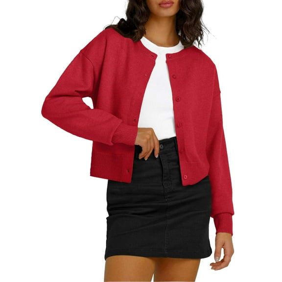QASIEATN Fall Coats for Graceful Women Fashion, Autumn Short Tops Comfortable and Casual Solid Color Woolen Single Breasted Cardigan Short Coat Sweater, Womens Winter Tops