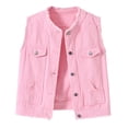 thumbnail image 1 of QASIEATN Fall Coats for Graceful Ladies Fashion, Casual Button Down Denim Vest Sleeveless Distressed Ripped Jacket with Pockets, Womens Winter Tops, 1 of 8