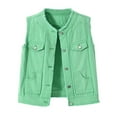 thumbnail image 1 of QASIEATN Fall Coats for Graceful Ladies Fashion, Casual Button Down Denim Vest Sleeveless Distressed Ripped Jacket with Pockets, Womens Winter Tops, 1 of 8