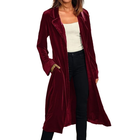 QASIEATN Fall Coats for Graceful Ladies Fashion, Fashion Long Sleeve Velvet Wind Coat Cardigan Jacket Coat, Womens Winter Tops