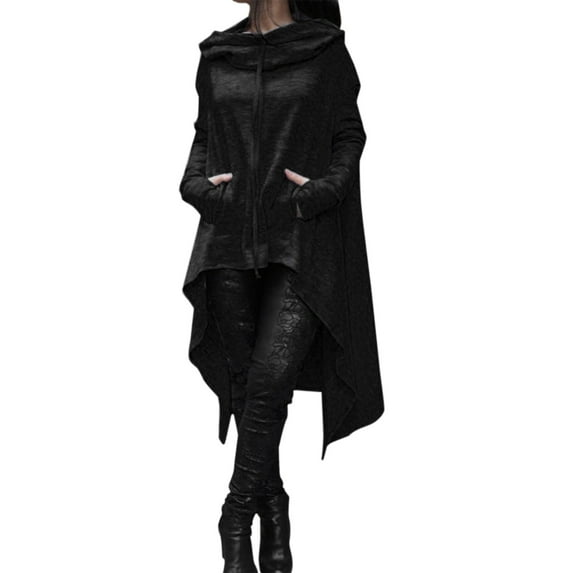 QASIEATN Fall Hoodies for Ladies Fashion Women Loose Hoodie Long Hooded Tops Ladies Sweatshirt Sweater Asymmetric Blouse
