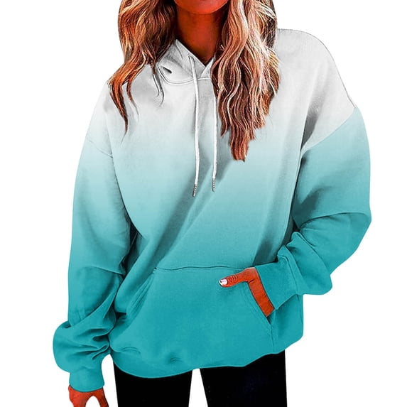 QASIEATN Fall Hoodies for Ladies Fashion Womens Plus Size Hooded Sweatshirt Long Sleeve Drawstring Sweatshirt Loose Sweatshirt with Pockets