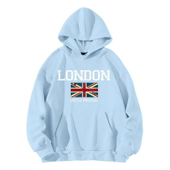 QASIEATN Fall Hoodies for Women Fashion Women's Long Sleeved LONDON UNITED Letter Printed Hoodie Hoodie Hoodie